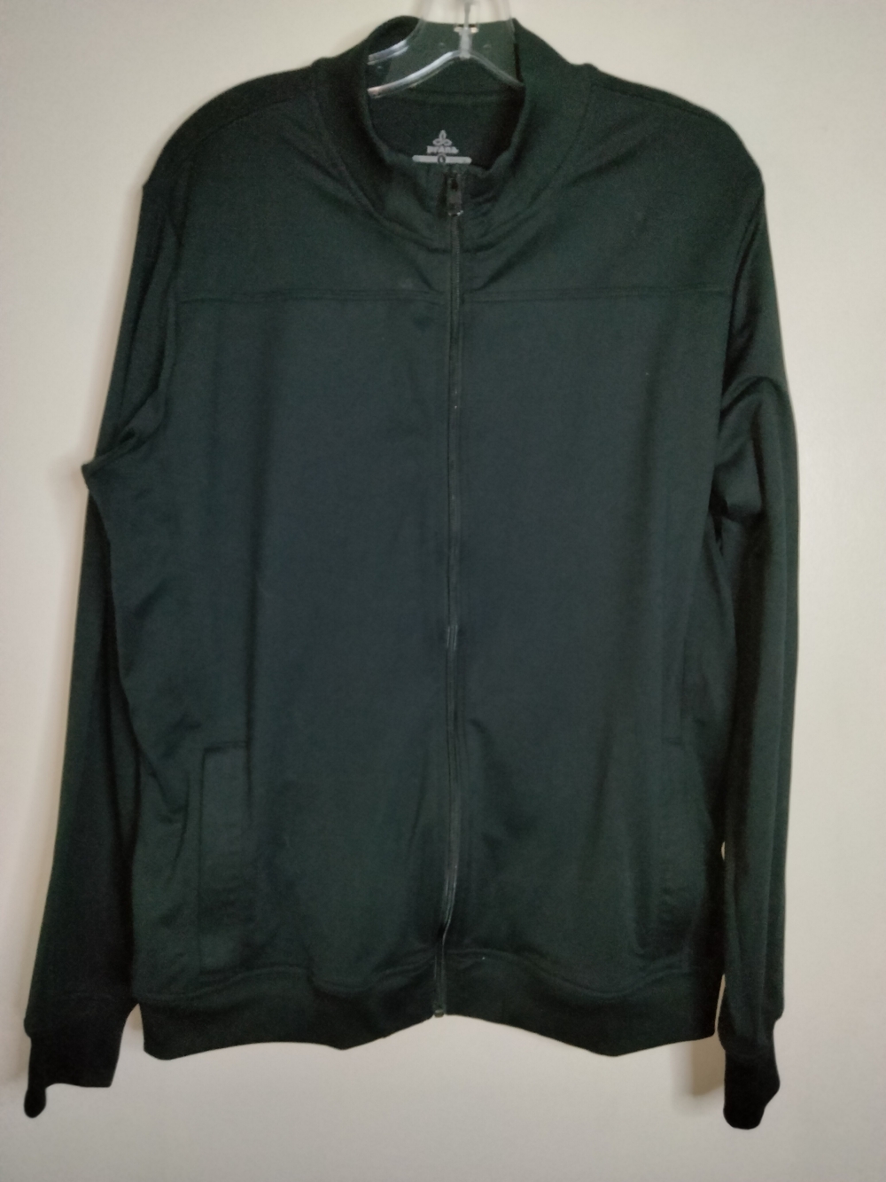 PrAna -L- Men's Black Gravity Track Full-Zip Mock Neck Zip Pockets LS Jacket